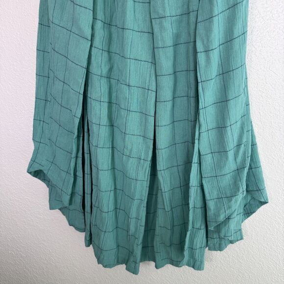 Free People Lunar Cove Pants Womens Medium Wide Leg Beachy Boho Plaid Grid NEW - Picture 5 of 11